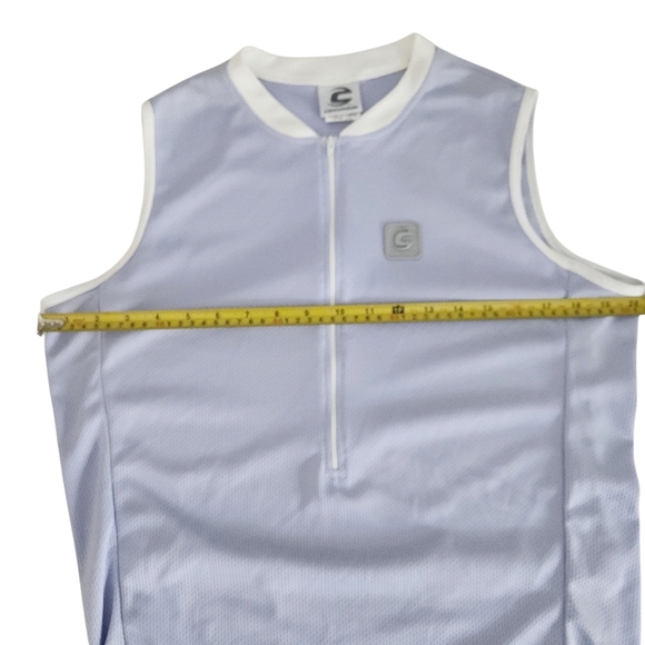 CANNONDALE Sleeveless Cycling Jersey Light Purple White Trim 3/4 zip XL like new - Picture 12 of 13